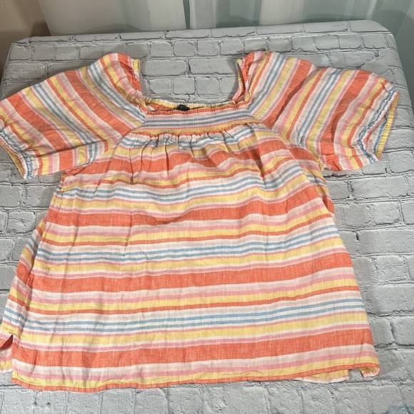Talbots Plus Square Neck Linen Top Palm Stripe size 1X - Picture 16 of 16